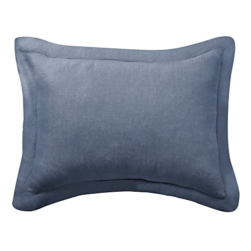 Levtex Home - 100% French Flax Linen - Standard Sham - French Flax Washed Linen - Denim Blue - Sham Size (26 x 20in.)