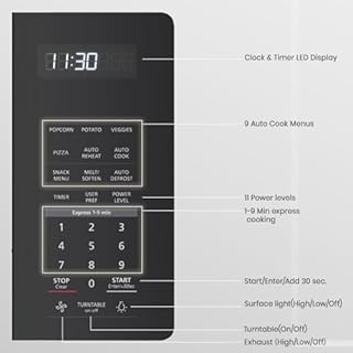 GASLAND over the Range Microwave 30 Inch, 1.9 Cu.ft. with 11 Power Levels, One Touch Cooking, 400 CFM, 1000W, LED, Turntable, Sensor Cook, Black