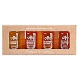 Bee Harmony Classic Honey Flight, Mini Honey Gift Set, 4 Jars, 3 OZ Each, Premium, Raw, Made in the USA
