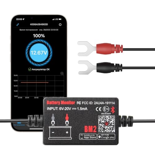 QUICKLYNKS BM2 Bluetooth Battery Monitor 12V Car Battery Tester for Lead Acid Battery, LowVolt Alarm...