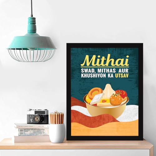 Image of Chaka Chaundh - Mithai poster - Dessert posters with frame - sweet quotes framed posterss - methai poster - Mithai posters - (14 X 11 inches)