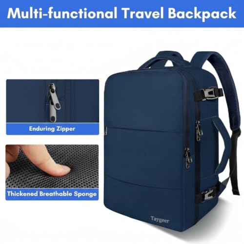 Image of Taygeer Carry On Backpack, 35L Travel Backpack for Women Airline Approved | Laptop Bag with Water Bottle Pocket & Shoe Pouch, Personal Item Mochila for College Business Trip Weekender, Dark Blue