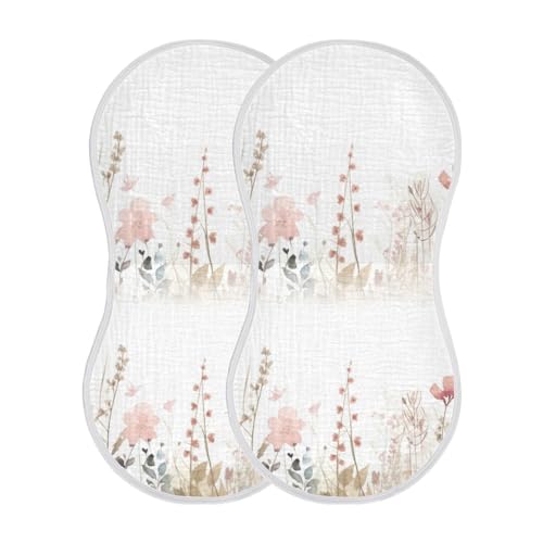 Muslin Baby Burp Cloths Set of 1, Soft Absorbent Wild Flowers Cotton Burping Cloth, Milk Spit Up Rags for Newborn Unisex, 22 x 11 Inch2