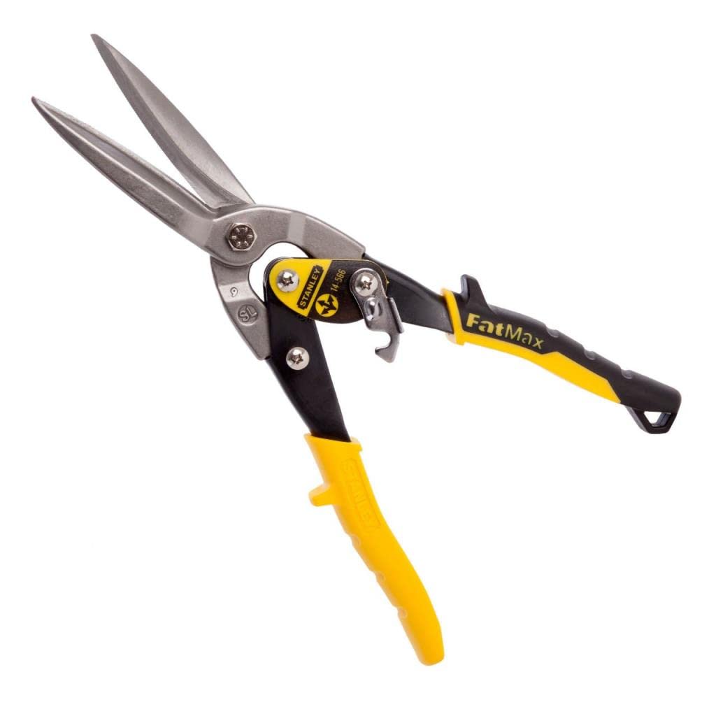 Stanley 2-14-566 Aviation Snips MaxSteel Straight, Black/Yellow