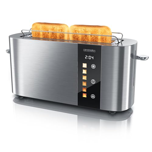 Tostapane a 2 Lunghe Fessure per 2 Fette, 1000 W, Visualizzazione a colori dei livelli di doratura, Display con indicazione del tempo rimanente, Tasti touch, Scaldapasta viennese, Doratura da 1 a 6