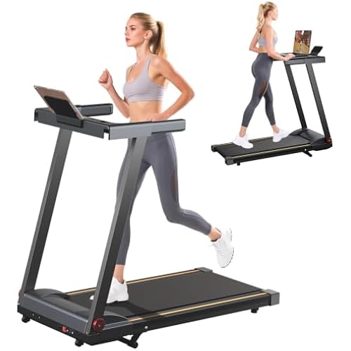 DeerRun Foldable Treadmill for Home with 6% Manual Incline & Handlebar, Compact Folding Walking Pad Treadmill for Walking, Jogging & Running, 0.6-7.5 MPH, 300 lb Capacity, App & Remote Control
