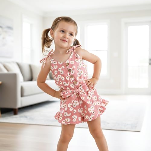 Image of Toddler Girl Clothes Baby Summer Cute Halter Romper 6 Months to 5 Years Old