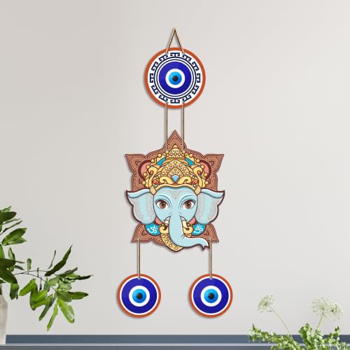 Image of Artvibes Lord Ganesha Evil Eye Wall Hanging for Home Entrance | Spiritual Nazar Battu MDF Wall Decor | Vastu Decorative Wall Art for Living Room | Office | Temple & Main Door | Gift Item (WH 8552N)
