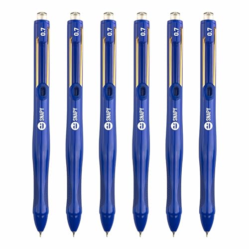Image of Anupam Snapy Roller Gel Pen 0.7 mm, Waterproof Smooth Quick-Dry Dark Ink, Comfortable Grip Exam & Office Pen, Refillable (Blue Body BlueInk, Pack of 6)