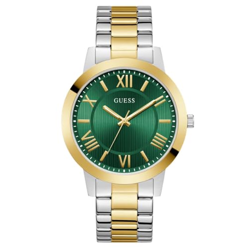 Image of GUESS Round 44mm Green Dial Analog Men Watch - U1467G4M