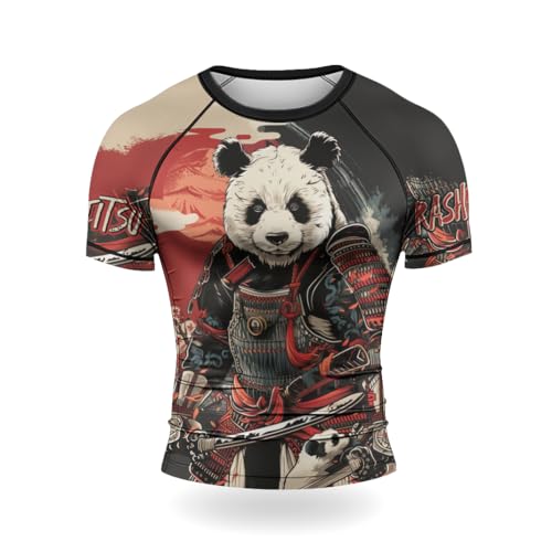 Panda Samurai Compression Short Sleeves Rash Guard for Men Quick Dry BJJ Fightwear MMA Gi No Gi Jiu-Jitsu Muya Thai2
