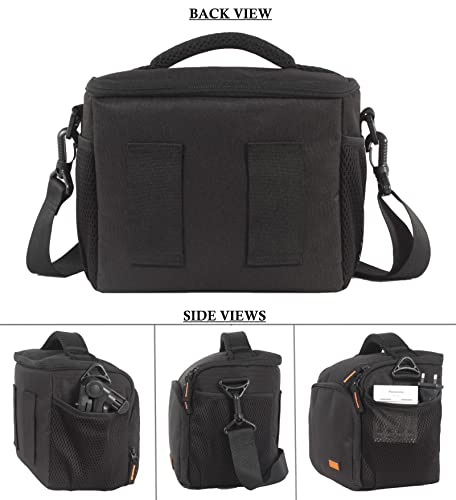 Image of Polyester WF-16 Camera Bag - DSLR Case with Adjustable Shoulder Strap & Rain Cover - for Nikon, Canon, Sony and All DSLR Cameras - Water Resistant - Anti Shock (Orange-Interior)