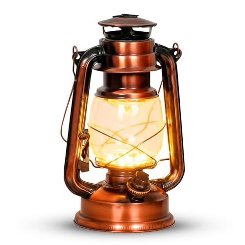 Eaxus® Lanterne 15 LED en cuivre au design de lampe à huile - Belle décoration de salon et de jardin