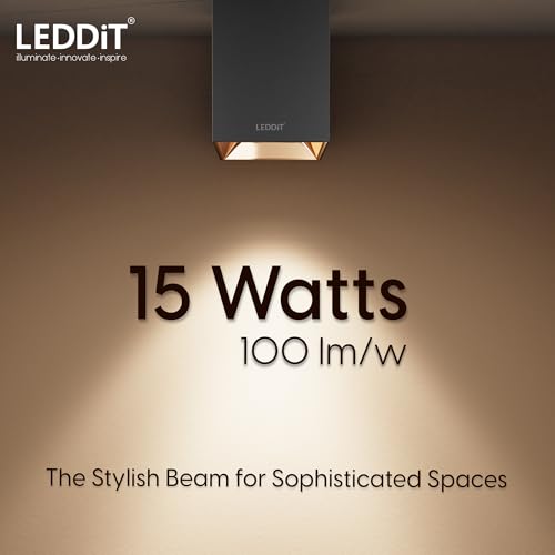 Image of 15W Warm White Square Surface Cylindrical Shape Indoor Ceiling Mounted Spot Light COB Down Light with Aluminium Body - Rose Gold Pack of 15 (with 2 Years Warranty)
