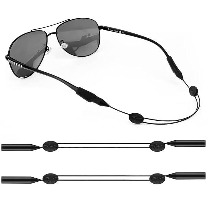 KishorOpticals| 2 Pcs Adjustable Eyeglass Strap Sunglass Strap Anti-slip Eyewear String Holder Sports Sunglasses Chain for Women Men Boy Girl Black-image-27