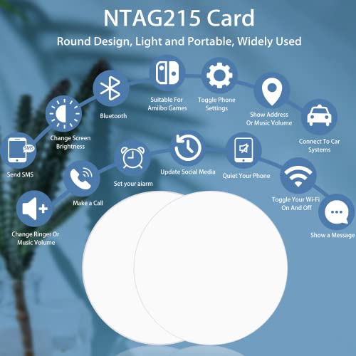 Image of 100 pcs NFC Tags Ntag 215 NFC Cards, White NFC 215 Tag Rewritable NFC Coin Cards Round Compatible with Tagmo Android and NFC Enabled Mobile Phones