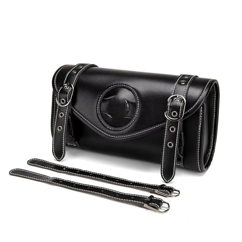 Sacoche moto étanche en cuir PU noir pour outils Kawasaki sac de selle universel guidon avant