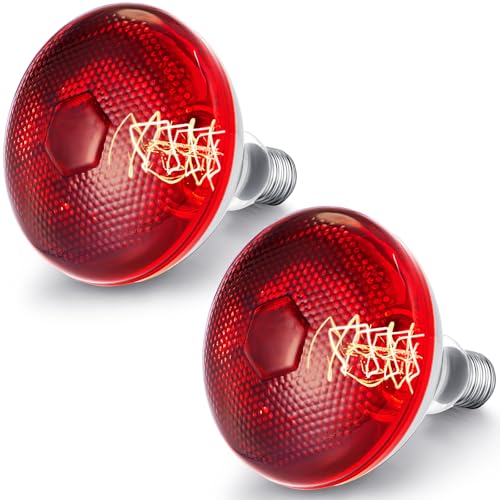 Image of VIHOSE 2 Pack Heat Lamp Bulbs, Red Infrared Bulbs 120 V, 150 Watt