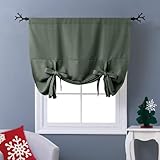 NICETOWN Blackout Shades for Windows - Tie Up Curtains and Valances Set Roman Balloon Blind Rod Pocket Short Curtain for Kitchen/Bathroom/Bay, 1 Piece, 46 x 63 inches (W x L), Dark Mallard