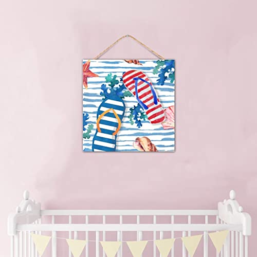 Letrero de madera de estrella de mar y conchas personalizadas para pared 7