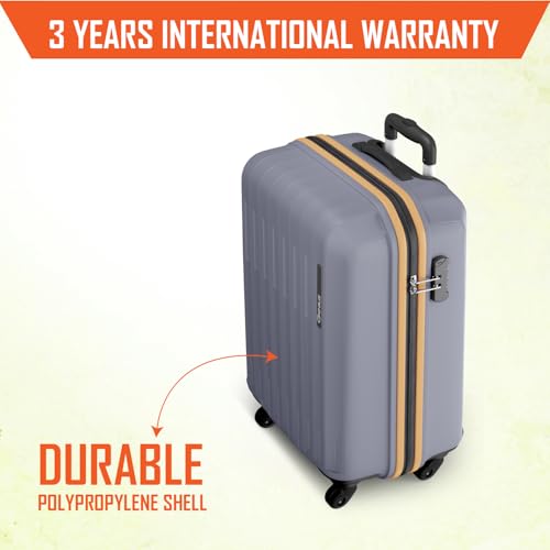 Image of Safari Genius Alley 55cm Cabin Trolley Bag Hard Case Polypropylene, 4 Spinner Wheels, 360 Degree Wheeling Carry on Luggage, Travel Bag, Suitcase, Trolley Bags, Flintstone Softline (Grey)