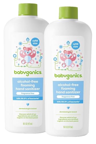 Image of Babyganics Foaming Hand Sanitizer Refill, Alcohol Free, Fragrance Free, Kills 99.9% of Common Bacteria, Moisturizing, 16 Fl Oz (Pack of 2)