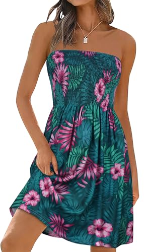 Image of elescat Summer Dresses for Women 2026 Strapless Casual Beach Cover Ups Tube Top Sundress