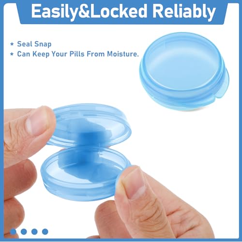 Image of 4 Pcs Mini Pill Organizer Small Pill Box Cute Portable Pill Case for Pocket Purse Travel Storage Containers Earplug Case Medicine Dispenser Vitamin Holder (4 Blue)