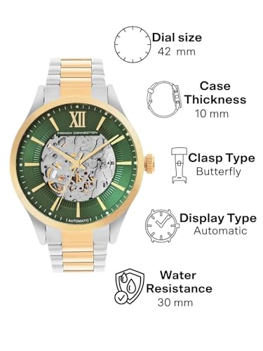 Image of French Connection Automatic Green Dial Men's Watch-FCA10TM