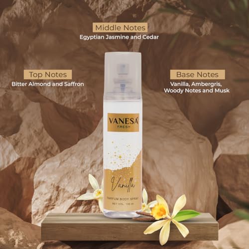 Image of Body Mist Spray Long Lasting Perfume for Women - 135ML Pack of 1 (Vanilla)