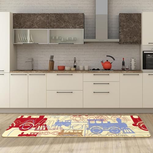 Alfombrillas de cocina retro de vapor lavables en pack de 2 piezas 3