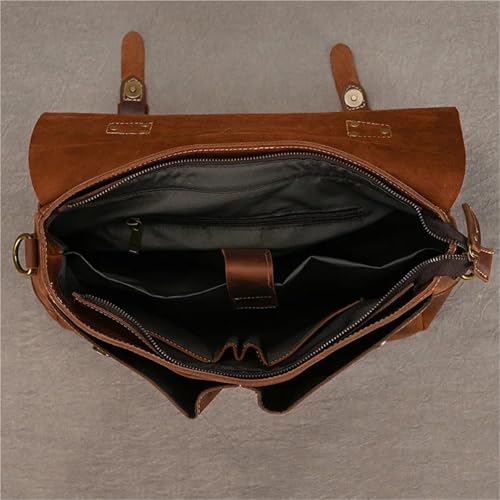 Porte-documents en cuir de vache véritable pour hommes de 41cm marron - 5