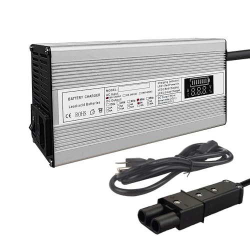 Abakoo 48V 5A Battery Charger for Yamaha Golf Cart G19 G22, with 2 Pin Plug, LED Display, 48 Volt 5 Amp