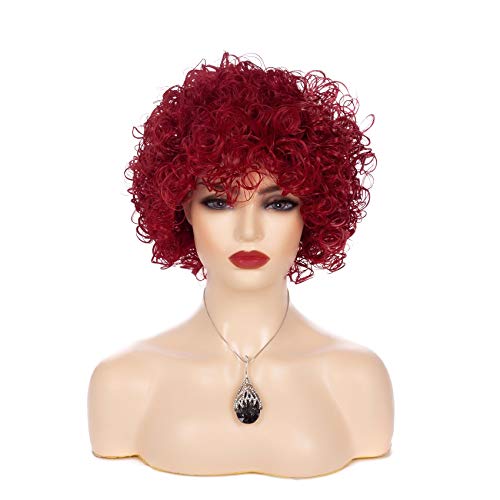 Beweig Short Curly Red Wigs Afro Wig for Black Women Fluffy Synthetic Heat Resistant Halloween Cosplay Party Full Wig