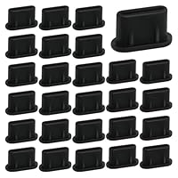 Prasacco 50 Stück USB C Staubschutz Stöpsel, Schwarze USB C Schutzkappe Universal Silikon Staubstecker Port-Stecker für Typ-C Handys, Tablets, Laptops