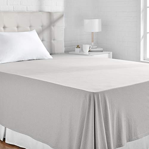 AmazonBasics - Sábana encimera, tejido jersey jaspeado, 180 x 260 + 10 cm - Gris