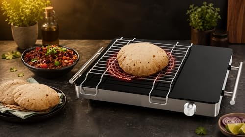 Image of Induction Infrared Grill Stand for Cooktop | Stainless Steel Universal Flame Diffuser Plate | Heat Diffuser for Gas & Induction Stove | Roti, Chapati, BBQ, Tandoor Grill Rack
