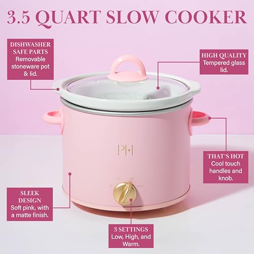 image for Paris Hilton 3.5-Quart Manual Slow Cooker, Features Three Settings (Lo