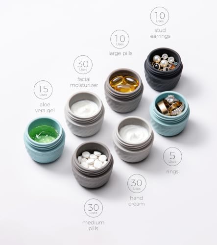 Image of TakeToday Travel Containers for Toiletries, 1oz, 4 Pack, Grey | Air Travel Leak-Proof, TSA Approved, Silicone Jars with Lid, for Cosmetics & Toiletries