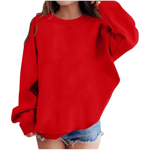 Girls Shirts Long Sleeve Casaul Tops Trendy Oversized Sweatshirt Crewneck Loose Fit Basic Shirt Fall Comfy Pullovers