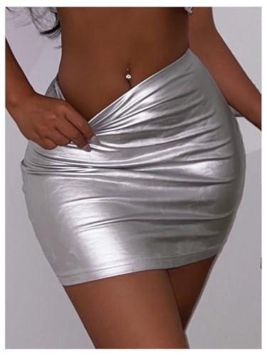 Floerns Women's Going Out Skirts Mid Waist Concert Outfit Bodycon Mini Skirts2