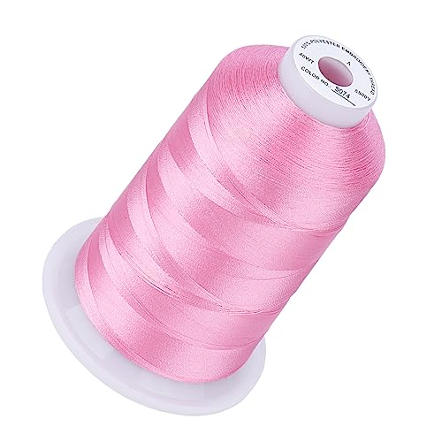 Image of Simthread 5500Yds /5000M 40WT Polyester Embroidery Thread Md Rose Pink S074 | Large 5000M spool feeds smoothly with stable 40WT polyester thread for home and commercial embroidery machines.
