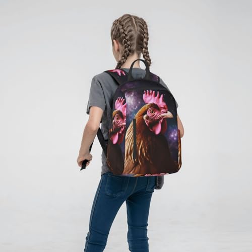 Sac à dos grande capacité imprimé poule galaxie léger noir multi-usage - 7