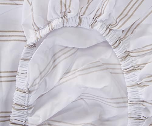 Amazon Basics Fitted Sheet, Taupe stripe, Super King