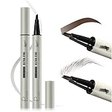 2 Pack Microblading Eyebrow Pencils for Women with Multiple Fork Tips, Waterproof Super Fast Eyebrow Dye Tint Makeup Pen for Natural Hair Like Brows, Never Dry Out and Last All Day (Medium Brown)