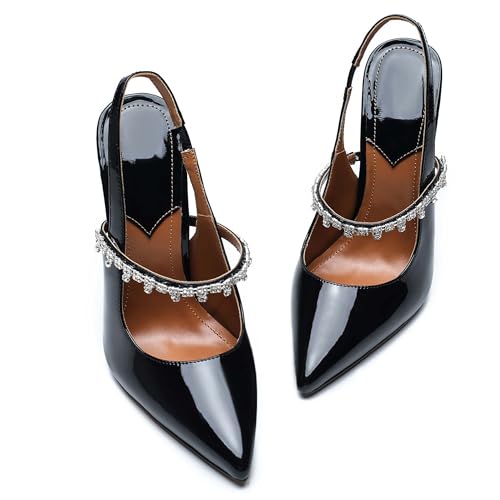 Unisex Men's Women's Pointed Toe High Heels Rhinestone Stiletto Pumps Ankle Strap Dress Party Shoes4