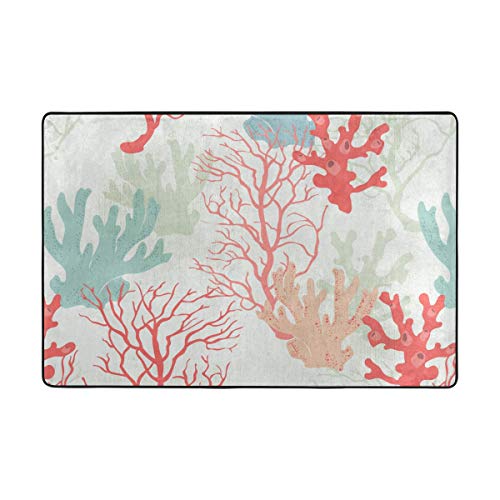 FANTAZIO Zone Rugs Superbe Corail Droites Tapis Gripper pour Les Coins et Edge Idéal Tapis Bouchon pour Cuisine/Salle de Bain, Polyester, 1, 72 x 48 inch