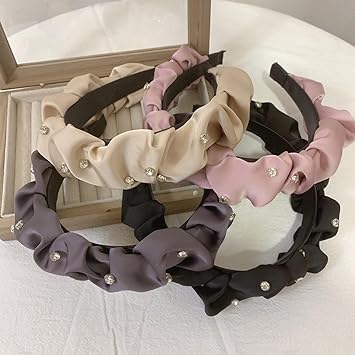 RUBELA PACK OF 3 Hair Accessories, Hair Hoops, Cloth Headband, Hard Headbands, Anti-slip Ribbon Hair Bands, Fashion Hair Bands with Colors for Women Girls-MULTICOLOR