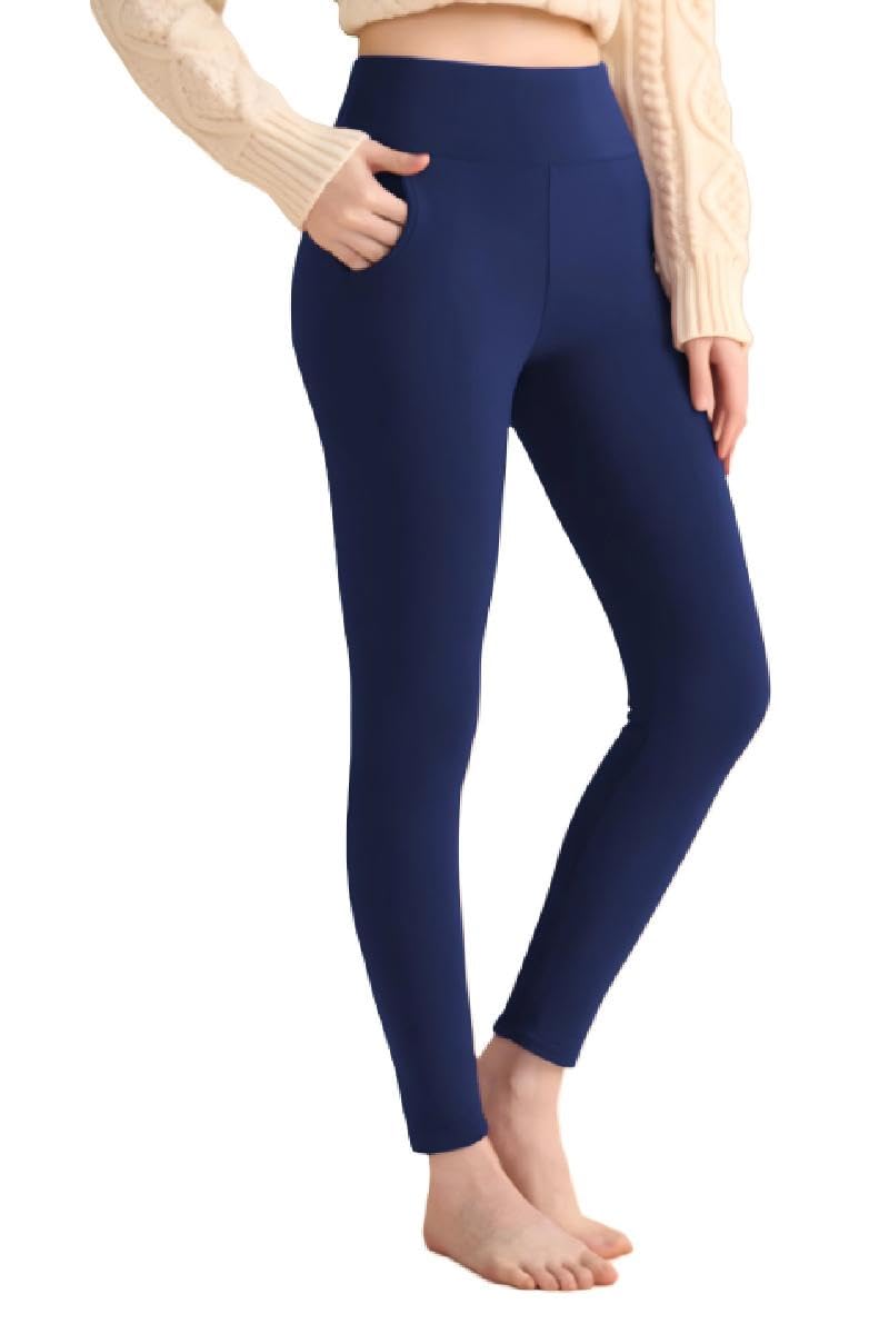 Winter Fleece Womens Pocket high Waist Elastic Hip Lifting Shape Belly Warm and Cold-Proof Trousers US Alpha Large