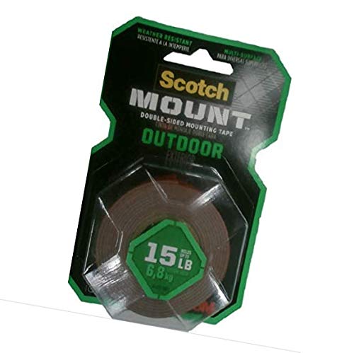 Scotch Mounting, Fastening & Surface Protection Scotch Outdoor Mounting Tape, x 60-inches, Gray, 1-Roll (411P), 1-inch inches, 15 Pound - 4 Pack
